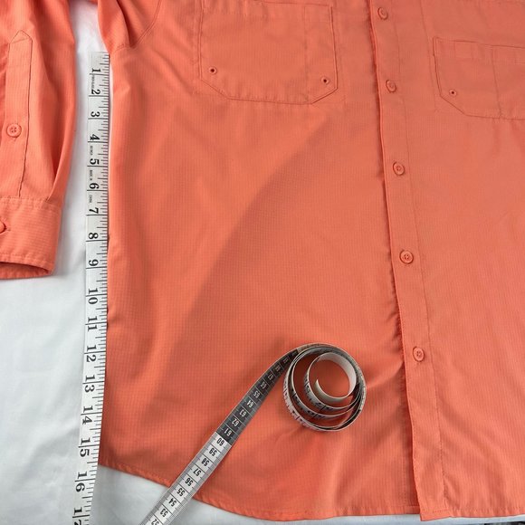 Columbia PFG Shirt Men L Orange Button Down Omni Shade Outdoors Fishing Camp - Picture 7 of 13